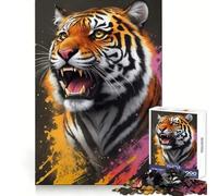 Angry Tiger Painting 1000 Piece Jigsaw Puzzle for Teenagers Clear Thinking Leisure Activity Firm Interlock (38x26cm)