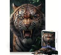 Angry Tiger Portrait 1000 Teenager Pieces Jigsaw Puzzle Brain Development Unwind Easily Clean Join Warm Xmas Gift (38x52cm)
