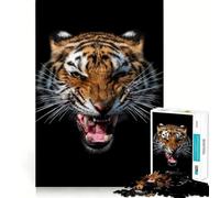 Angry Tiger Portrait Jigsaw for Teenagers 1000 Pieces Mind Boost Fun Clean Cut Sturdy Components Heartwarming Gathering Activity (38x26cm)