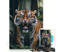 Angry Tiger Portrait Jigsaw Puzzle 1000 Pieces Cognitive Fun Play High Precision Die Cut Unique Gift for Stress Relief (50x75cm)