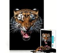 Angry Tiger Portrait Jigsaw Puzzle 1000 Recall Fun Play Advanced Laser Cutting Tech Holiday Indoor Entertainment Toy (50x75cm)