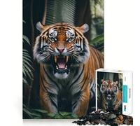 Angry Tiger Portrait Jigsaw Puzzles 1000 Cognitive Skill Toy Smooth Burr Free Surface Relaxing Indoor Group Activity (38x26cm)
