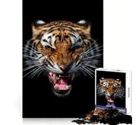 Angry Tiger Portrait Jigsaw Puzzles 1000 Pieces for Teenagers Thought Training Easy Enjoyment Uniform Cut Chic Xmas Gift (38x52cm)