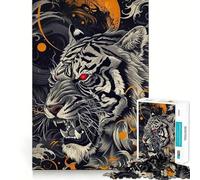 Angry Tiger Red Eyes Jigsaw Puzzle 1000 Think Boost Game Tight Lock No Loose Pieces Interactive Brain Challenge for Home (38x26cm)