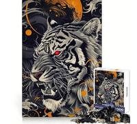 Angry Tiger Red Eyes Jigsaw Puzzles for Teenagers 1000 Pieces Memory Boost Restful Escape Fine Xmas Gift (38x26cm)