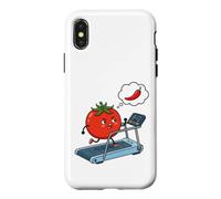 Angry Tomato Running on Treadmill Thinking of Chili Pepper Case for iPhone X/XS