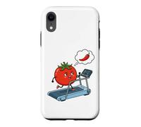 Angry Tomato Running on Treadmill Thinking of Chili Pepper Case for iPhone XR