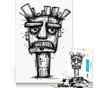 Angry Totem Art Jigsaw Puzzle 1000 Piece Creative Skill Toy Clean Cut Sturdy Components Travel-friendly Brain Game Gift (38x52cm)