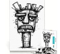 Angry Totem Art Jigsaw Puzzles 1000 Cognitive Skill Toy Smooth Burr Free Surface Relaxing Indoor Group Activity (38x26cm)