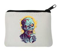 Angry Undead Zombie Graphic Neoprene Coin Purse Pouch 10x11cm White