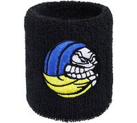 Angry Volleyball Sweat Band for Wrist - Embroidered Sweat Absorbent Wrist band for Men Women - Black Terrycloth Arm Band for Volleyball Players - Gift for Volleyball Player
