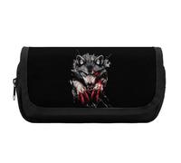 Angry Werewolf Cute Double Pencil Case Large Capacity Portable Zippered Pen Pouch Bag for Office Unisex
