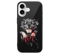 Angry Werewolf Printed Phone Case Cute Slim Glass Cellphone Protective Cover Unisex Compatible with iPhone 16/16 Plus/16 Pro/16 Pro Max/16 E