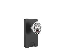Angry White Tiger Face Roaring Wild Big Cat Graphic PopSockets PopWallet for MagSafe