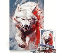 Angry White Wolf Splatter Adults Puzzles 1000 Piece Jigsaws Brain Development Leisure Activity Clean Join Joyful Xmas (38x52cm)