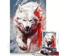 Angry White Wolf Splatter Jigsaw for Teenagers 1000 Pieces Mind Exercise Soft Distraction Exact Cut (50x75cm)
