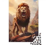 Angry Wild Lion King 1000-Piece Puzzle for Adults, 52x38cm/1000pcs, to Return to Whenever Time Permits; Clean White Card Pieces for Sorting