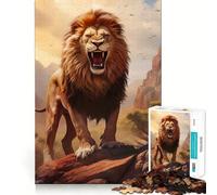 Angry Wild Lion King Jigsaw Puzzle 1000 Recall Fun Play Advanced Laser Cutting Tech Holiday Indoor Entertainment Toy (38x52cm)