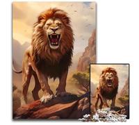 Angry Wild Lion King Puzzles 1000 Pieces for Adults Paper Jigsaw Puzzles for Travel Lovers Couples Challenging Toy 1000 PCS(38x26cm)