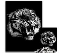 Angry Wild Tiger Head 1000 Piece Jigsaw Puzzle Paper Puzzles Challenging Brain Teaser for Teenagers Family Game Night Fun 1000 PCS(38x26cm)