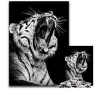 Angry Wild Tiger Head Jigsaw Puzzles for Adults 1000 Piece Wooden Jigsaw Puzzles for Adults for Parents Lovers Friends Age 1000 PCS(75x50cm)
