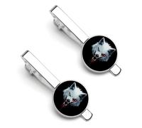 Angry Wolf 1 Pair Men's Tie Clips Lightweight Necktie Tie Bars for Business Wedding Suit