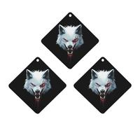 Angry Wolf 3 PCS Car Air Freshener Hanging Aromatherapy Tablets Automotive Ornament for Auto Room Bathroom Bedside Rhombus