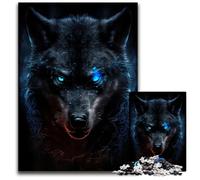 Angry Wolf Blue Eyes Art JigsawPuzzle 1000 Pieces for Adults Difficult Puzzles for Adults Ideal for Teenagers & Collectors Travel Gift Family Activity 1000 PCS(75x50cm)