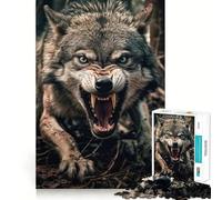Angry Wolf Jigsaw Puzzle 1000 Think Boost Game Tight Lock No Loose Pieces Interactive Brain Challenge for Home (38x26cm)