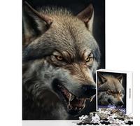 Angry Wolf Portrait 1000 Piece Puzzle For Teenagers Great Gifts for Games Difficult Challenge Toy Wall Decor for Age 14+ Game (38x26cm)