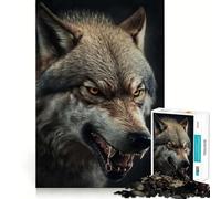Angry Wolf Portrait 1000 Piece Teenager Puzzles Brain Boosting Play Tight Interlock No Gaps Relaxing Indoor Group Activity (38x52cm)