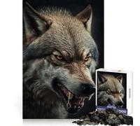 Angry Wolf Portrait 1000 Teenager Pieces Jigsaw Puzzle Boost Memory Happy Idle Time Quality Cut Chic Xmas Gift (50x75cm)