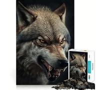 Angry Wolf Portrait Jigsaw Puzzles 1000 Cognitive Skill Toy Smooth Burr Free Surface Relaxing Indoor Group Activity (50x75cm)