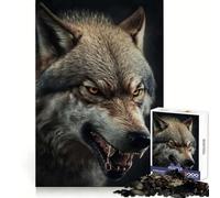 Angry Wolf Portrait Jigsaw Puzzles 1000 Pieces for Teenagers Thought Training Easy Enjoyment Uniform Cut Chic Xmas Gift (38x52cm)