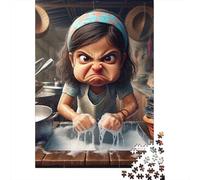 Angry Woman Washing Dishes1000 Piece Premium Cardboard Jigsaw Puzzle Adults Teens Brain Training Puzzle Fun Home Activity Stress Relief Gift 52x38cm/1000pcs