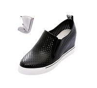 AngryMonkey Womens Hidden Wedge Sole Ankle Boots Vulcanized Hollow Breathable Comfortable Slip On Platform Shoes, Black Hollow, 4.5 UK