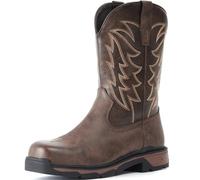 ANGRYRAM Cowboy Work Boots for Men Square Toe Leather Western Boot Slip Resistant Indestructable Steel Toe Safety Boots for Men Work-Man Pro Series, Khaki, 8 UK