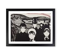 Angst By Edvard Munch Classic Painting Framed Print | A2 Black Framed Wall Art | Ready to Hang | Classic Historical Picture | Living Room Bedroom Lounge Office