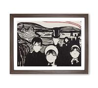 Angst By Edvard Munch Classic Painting Framed Print | A4 Walnut Framed Wall Art | Ready to Hang | Classic Historical Picture | Living Room Bedroom Lounge Office