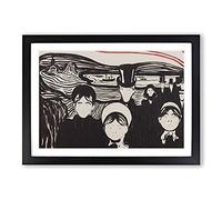 Angst by Edvard Munch Framed Print | A2 Black Framed Wall Art | Ready to Hang | Modern Nature Picture | Living Room Bedroom Lounge Office