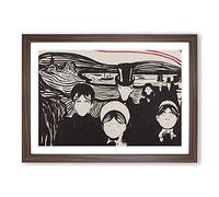 Angst by Edvard Munch Framed Print | A2 Walnut Framed Wall Art | Ready to Hang | Modern Nature Picture | Living Room Bedroom Lounge Office