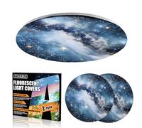 ANGSYLTH 2 Pcs Fluorescent Light Covers - 12 Inch Round Covers for Ceiling Lights, Home Velcro Light Filters for Classroom (Galaxy)