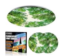 ANGSYLTH 2 Pcs Fluorescent Light Covers - 12 Inch Round Covers for Ceiling Lights, Home Velcro Light Filters for Classroom (Spring & Forest)