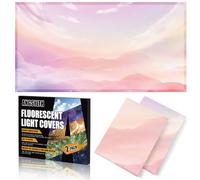 ANGSYLTH 2 Pcs Fluorescent Light Covers - 4 x 2 Feet Covers for Ceiling Lights, Magnetic Light Filters for Classroom, Office, Hospitals, Home (Pink - Sky)