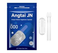 Angtai JN Empty Capsules Size 000 - Clear Fillable Vegetarian Capsules(100 Count) Size 000 Empty Pullulan Capsules with Two Micro Lab Spoons,- Veggie Capsules Empty Caps for DIY Your Own Supplements