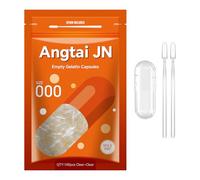 Angtai JN Empty Capsules Size 000 - Clear Gelatin Capsule Empty (100 Count) with Two Miro Lab Spoons - Gel Capsules Empty - DIY Pure Bovine Capsule Filling - Kosher, Gluten Free - Non-GMO Certified
