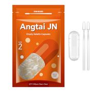 Angtai JN Empty Capsules Size 2 - Clear Gelatin Capsules Empty (100 Count) with Two Miro Lab Spoons - Gel Capsules Empty - DIY Pure Bovine Capsule Filling - Kosher, Gluten Free - Non-GMO Certified