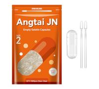 Angtai JN Empty Capsules Size 2 - Clear Gelatin Capsules Empty (1000 Count) with Two Miro Lab Spoons - Gel Capsules Empty - DIY Pure Bovine Capsule Filling - Kosher, Gluten Free - Non-GMO Certified