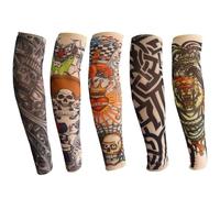 ANGTUO Kids Tattoo Sleeves - 5 PCS Fake Arm Tattoo Temporary Rockstar Fancy Dress Punk Accessories for Boys & Girls - Halloween Party Outfit Gift