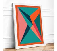 Angular Convergence Geometric Framed Wall Art Print A2 (59.4×42cm) White, Wall Decor for Living Room, Bedroom, Office & Home, Ready to Hang, Art Gift